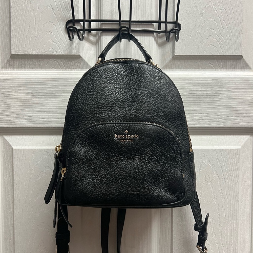 Kate Spade Black Backpack Pebbled Leather